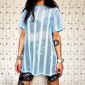 Y2K Cyber Mesh Fishnet Grid Tee